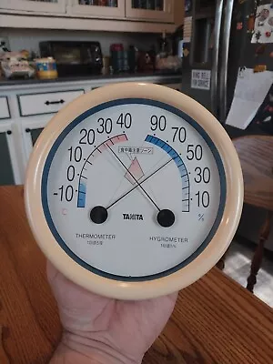 Rare Vintage Japanese Thermometer Hygrometer TANITA 7 In. Round  Nice!! • $19.99