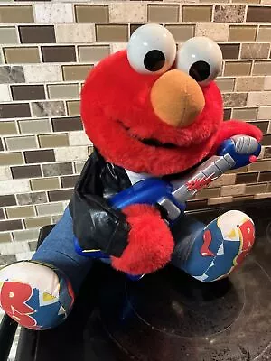 1998 TYCO Rock N Roll Elmo W/Guitar Plays Music And Sings Plush Jim Henson WORKS • $17.99