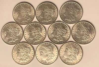 Lot Of 10 Morgan Silver Dollars Ultra High Grade BU MS Coins Dated 1890 • $620