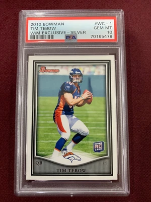 $59 • Buy Tim Tebow 2010 Bowman Walmart Exclusive Silver Rookie Card PSA 10 Gem Mt POP 14