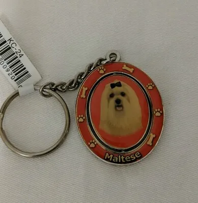 Maltese Keychain With Photos On The Front Great Gift For The Dog Lover • $5