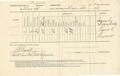 Civil War Prisoner Ration Return Signed By Abolitionist For Colored Infantry • $325