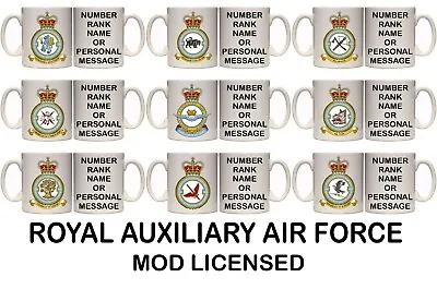 ROYAL AUXILIARY AIR FORCE RAF PERSONAL MILITARY 11oz & 15oz MUG (MI32) SQUADRONS • £8.99