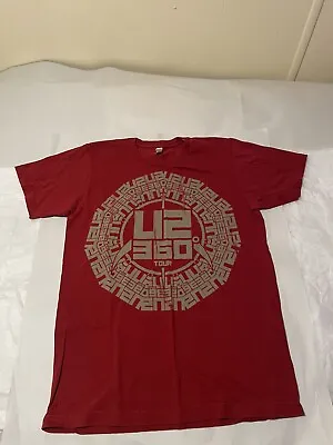 Sz MEDIUM Maroon Red U2 360 Tour T-Shirt Concert 2009 2011 Bono Graphic Print • $15