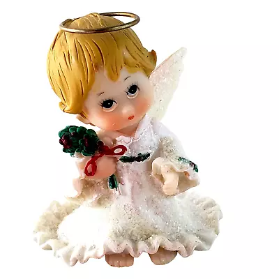 Morehead Inc Holly Babes Collection Angel Figurine Holding Holly Resin • $6.49