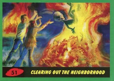 Mars Attacks The Revenge Green Base Card #51 Clearing Out The Neighborhood • £1.19