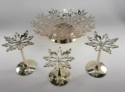 Allen Roth Snowflake Candle Holders & Bowl • $19.99