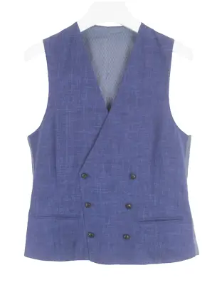 SUITSUPPLY Ferrara Waistcoat Men's UK 38L Wool Silk Linen Double Breasted • £71.99