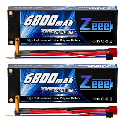 2x Zeee 7.6V 130C 6800mAh 2S Lipo Battery LCG 5mm Bullet To Deans For RC Car UAV • $65.59