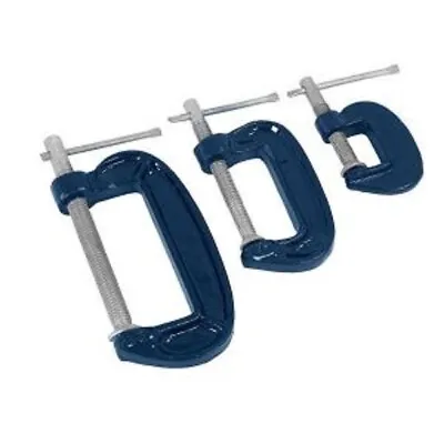 3 Piece G Clamp Set 1 2 & 3 Inch Heavy Duty Iron Clamps Wood Welding WorkCT1968 • £5.99
