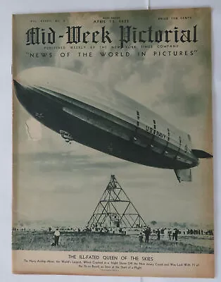 USS Akron Crash Zeppelin Disaster 1933 Rare NYT Pictorial Midweek Magazine • $67.50