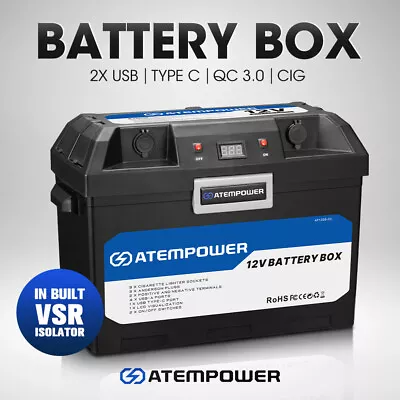 Atem Power Battery Box Deep Cycle Dual Battery System Caravan Camping Portable • $145.95