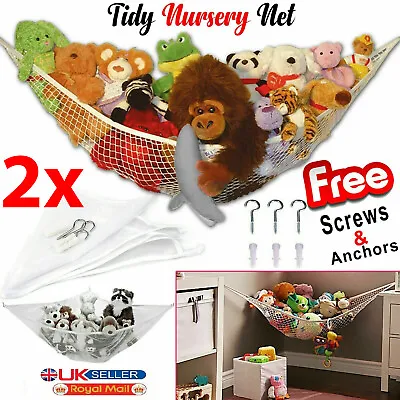 £5.55 • Buy 2Pcs Large Soft Toy Hammock Storage Mesh Net Teddy Bear Baby Bedroom Nursery UK