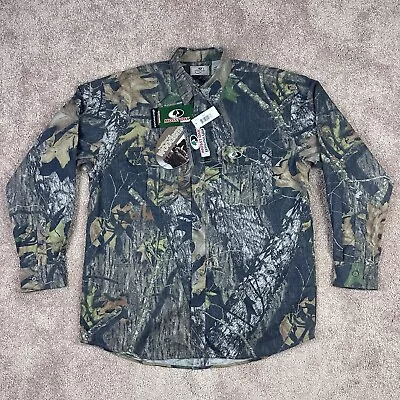 Mossy Oak Mens Button Up Shirt Large Break Up Camo Hunting Woodland NEW NWT • $32.99