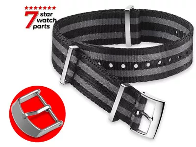 NATO Watch Strap Band DIVERS G10 Military NYLON Fabric Army Men’s Black Grey NEW • £8.49