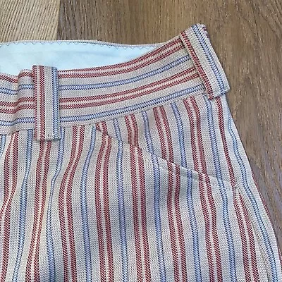 Vintage 60s 70s Mens Pants Disco Hippie Leisure Flare Leg Stripe Polyester 36 25 • $59.99