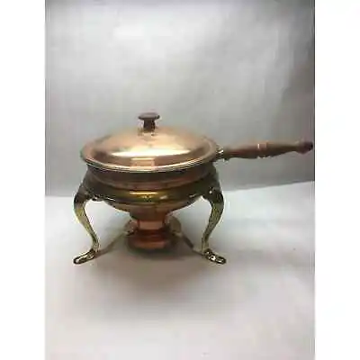 Vintage Chaffing Copper Brass Fondue Pot Chafing Dish Lid Double Boiler . • $24.99