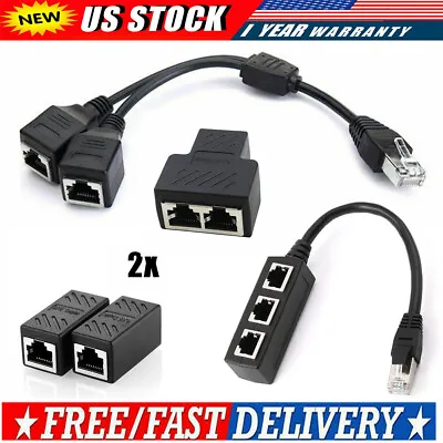 RJ45 LAN Ethernet Splitter Adapter 1 To 1/2/3 Ports Cable Network LAN Connector • $5.77