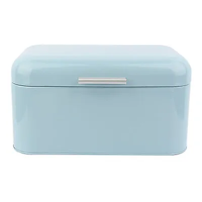 Solid Color Retro Metal Bread Bin Box Large Capacity Kitchen Storage(Blue) • $65.42