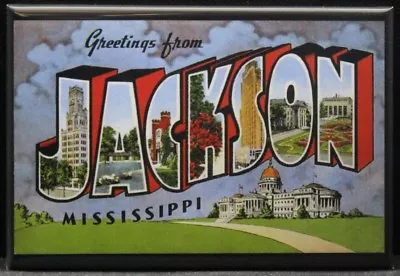 Greetings From Jackson Vintage Postcard 2  X 3  Fridge Magnet. Mississippi • $6.39