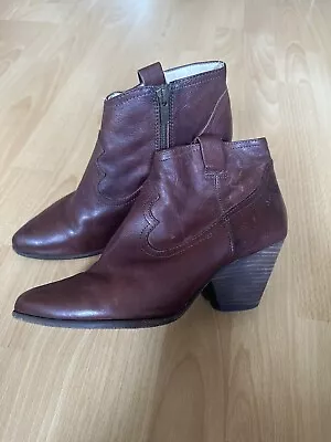 Frye Women’s Western Brown Leather Ankle Boots UK 7 • £10