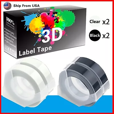 (2Clear+2Black) Label Tape 3D Work For Dymo Maxi 1755 Makers • $10.99
