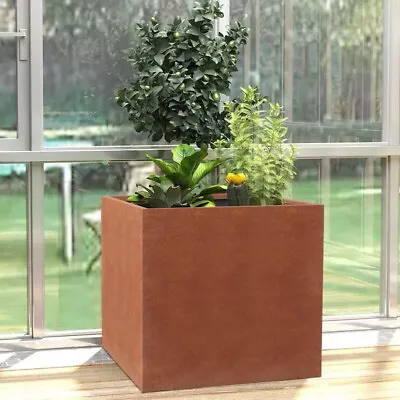 Steel Metal Planter Plant Trough Garden Outdoor Large Rectangle Cube Indoor Pot • £85.95