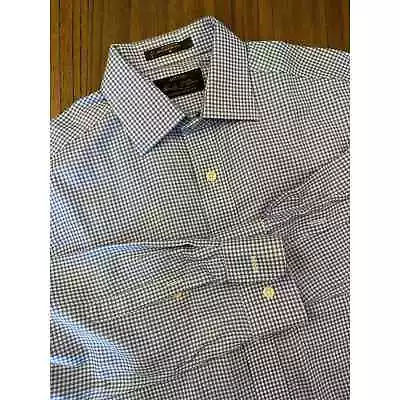 ORVIS 'Charles F Orvis' Mens Button Down Shirt Blue Houndstooth Plaid Medium • $17