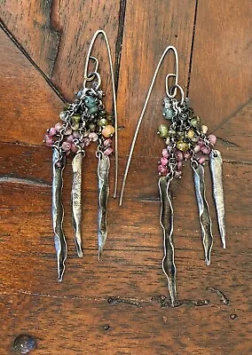 Studio For Mood Multi-Tourmaline Sterling Pod Statement Dangle Earrings • $69