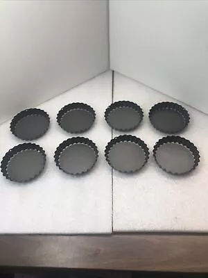 Set Of 8 Non Stick Mini Tart Pans With Removable Bottoms 4” In Diameter • $15