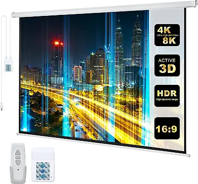110 Motorized Projector Screen Electric Diagonal Automatic Projection 16:9 H... • $246.48