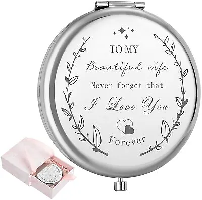 Birthday Gifts For Wife-I Love You Wife Silver Compact Mirror • $23.99