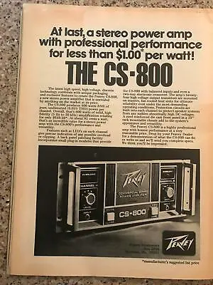 1977 Vintage 8x11 Print Ad For The Peavey Cs-800 Amp Less Than 1.00 A Watt • $9.95