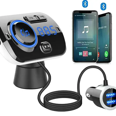 Bluetooth 5.0 Handsfree Car Kits FM Transmitter MP3 Player USB Fast Charger AUX • $23.74