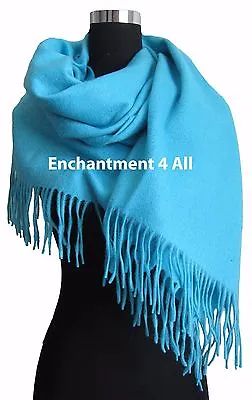 New Elegant Large 80 X28  Turquoise 4-Ply 100% Pure Cashmere Women Shawl Wrap • $34.99