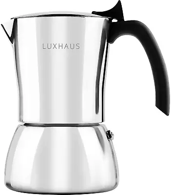 Luxhaus Stovetop Espresso Maker - 3 Cup Moka Pot Coffee Maker - 100% Stainless S • $46.99