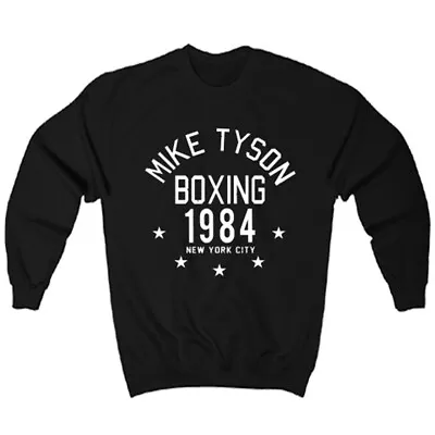 Mike Tyson Boxing 1984 Logo Men's Black Crewneck Sweatshirt Size S-3XL • $36.99