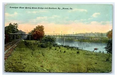 1911 Macon GA Postcard-  OCMULGEE RIVER SPRING STREET BRIDGE AND SOUTHERN RY • $9.99