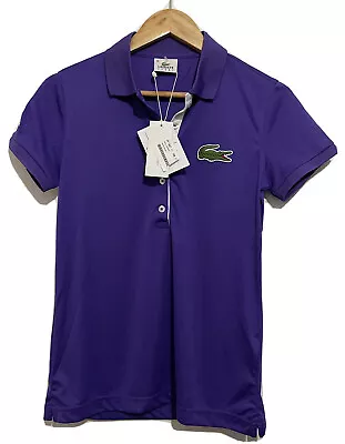 Lacoste Sport Size 38 Womens Polo Shirt Purple Short Sleeve Purple Crocodile New • $47.95