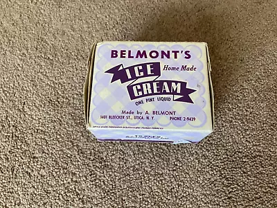 Vintage Belmont Ice Cream Container - 1950's (Utica New York) • $9.99