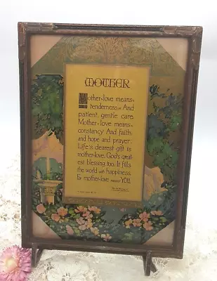 Vintage 1927 Art Deco Buzza Motto Framed Poem Lawrence Hawthorne  Mother   Gold • $23