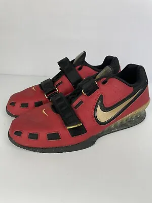 NIKE ROMALEOS 2 WEIGHTLIFTING SHOES RED GOLD BLACK 476927-670 Sz 11.5 • $222.08