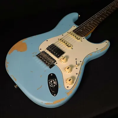 $699 • Buy Vintage V6HMRLB HSS Icon Aged Relic Electric Guitar Gloss Laguna Blue