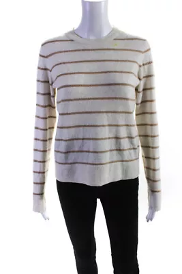 Vince Womens Beige Brown Striped Crew Neck Long Sleeve Sweater Top Size M • $42.69