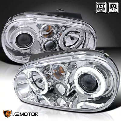 $114.38 • Buy Fits 1999-2006 VW Golf GTI MK4 1999-2002 Cabrio Halo Projector Headlights Pair