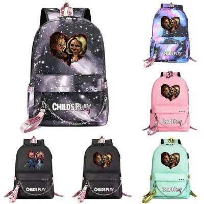 Child's Play Chucky Backpack Boys Girls School Bags Teenager Travel Shoulder Bag • £27.92