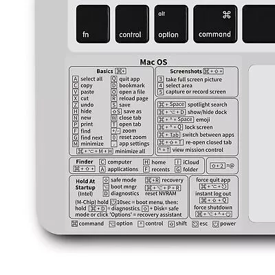 2 PCS Mac OS Keyboard Shortcuts M1/M2/M3/ Intel Laptop PVC Keyboard Shortcut... • $10.69