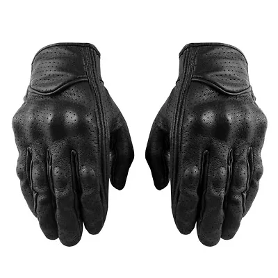 New Mens Genuine Leather Motorcycle Gloves Riding Racing Full Finger Protective • $19.99