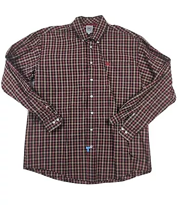 Cinch Mens Button Down Long Sleeve Shirt Size Large Red Black Plaid • $2.99