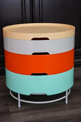 Vintage Ikea PS 2014 Retro Round Colorful Plastic Compartment Storage Side Table • $299